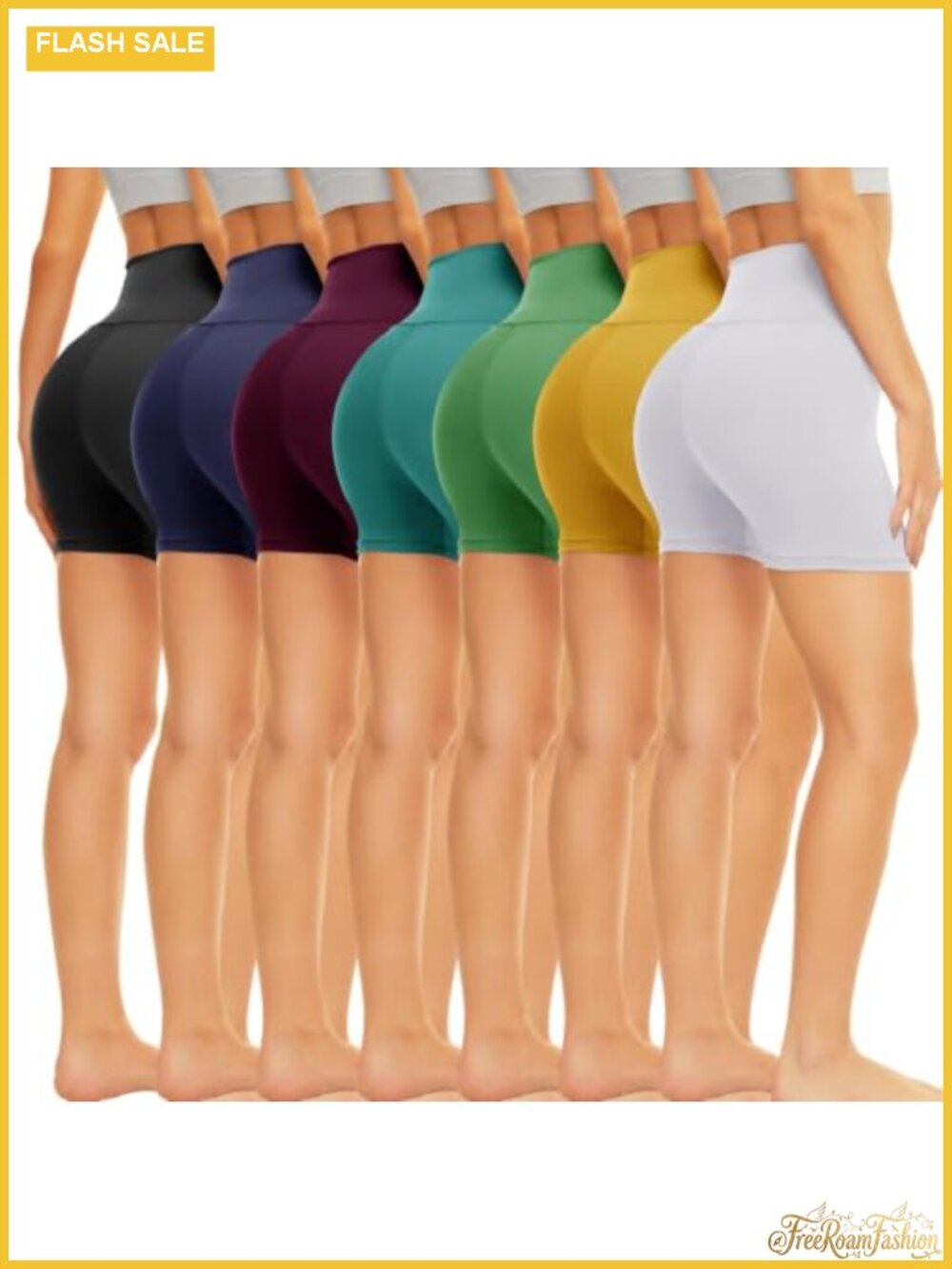 7 Pack High Waisted Tummy Control Biker Shorts for Women Workout Yoga Spandex